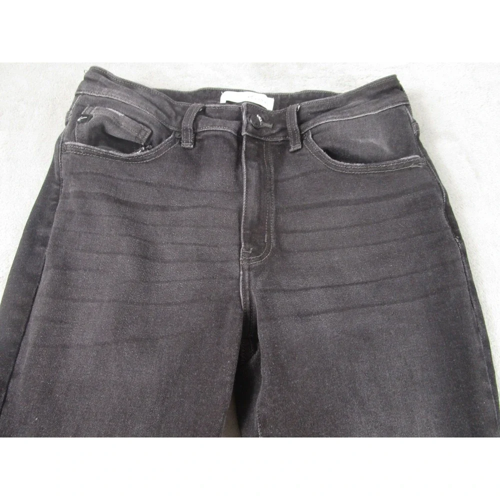 Kancan‎ Jeans Womens 30 Black Denim Ankle Skinny Ripped Fringe Hem
